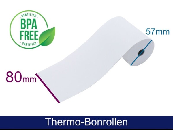 Thermorolle - 80 57 12 (B/D(max.)/K) weiß, 55g, 40m, 50 Rollen/VPE