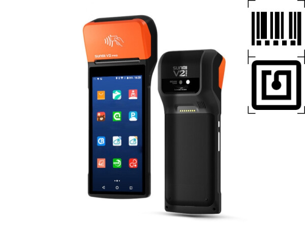 Sunmi V2 PRO - Mobiles All-In-One Touchterminal, 5.99" Display, 58mm Thermobondrucker, Android 7.1, 4G, NFC, 1D-CCD-Barcodescanner